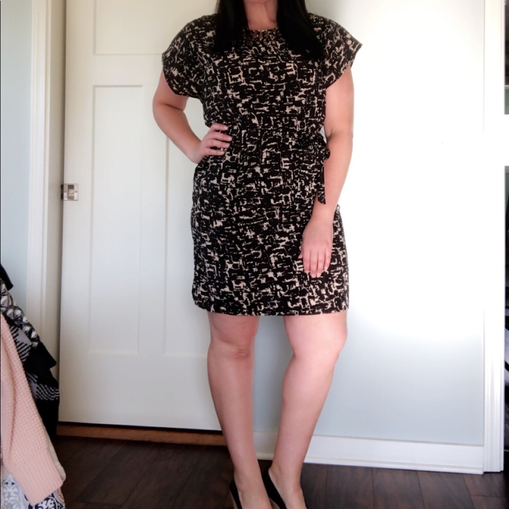 White and ivory pattern dress